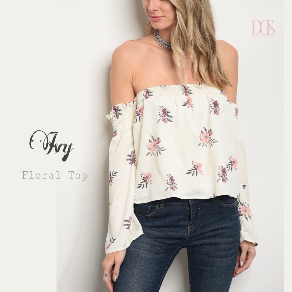 5 ⭐️ Floral Print Off Shoulder Beach Blouse - Picture 1 of 7